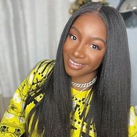 Brazilian Hair Yaki Straight 13x4 Lace Front Wig Remy Human Hair Invisible Pre Plucked Lace Wigs 150% Density Fast Shipping For Women Lightinthebox - thumbnail