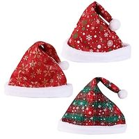Thickened Christmas Hat Red Checkered Santa Claus Hat Christmas Decorations Plush Snowflake Christmas Hat Lightinthebox - thumbnail