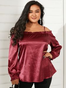 YOINS Plus Size Off The Shoulder Spaghetti Strap Long Sleeves Blouse