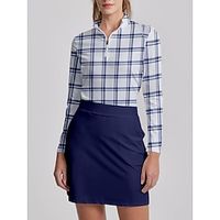 Women's Golf Polo Shirt Blue Long Sleeve Sun Protection Top Plaid Ladies Golf Attire Clothes Outfits Wear Apparel miniinthebox