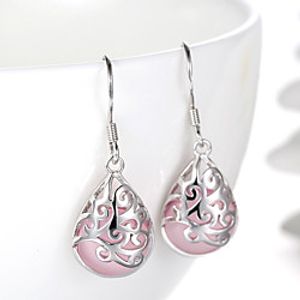 Women's Synthetic Opal Drop Earrings Dangle Earrings Hanging Earrings Drop Ladies Asian Fashion Bridal Sterling Silver Silver Earrings Jewelry Pink / White For Party Wedding Casual Daily miniinthebox