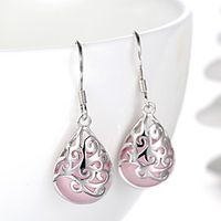 Women's Synthetic Opal Drop Earrings Dangle Earrings Hanging Earrings Drop Ladies Asian Fashion Bridal Sterling Silver Silver Earrings Jewelry Pink / White For Party Wedding Casual Daily miniinthebox - thumbnail