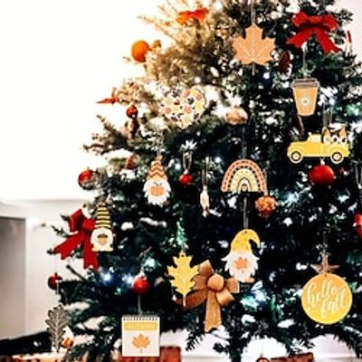 24pcs Wooden Yellow Leaf Love Autumn Thanksgiving Hanging Decoration Pendant For Outdoor Festival Birthday Party Decoration(with Rope) Lightinthebox