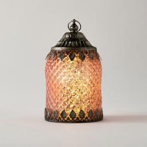 Textured LED Lantern with Ring Handle - 17 cms