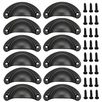 612pcs Drawer Pulls, Flat Black Cabinet Cup Pulls, Kitchen Hardware Cabinet Handles, Drawer Handles Knobs Lightinthebox