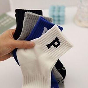 4 Pairs Women's Casual Crew Socks Daily Jacquard Flower Decor Letter Casual Lightinthebox