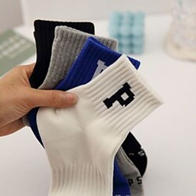 4 Pairs Women's Casual Crew Socks Daily Jacquard Flower Decor Letter Casual Lightinthebox