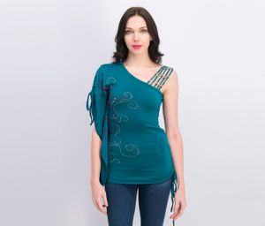 Womens Graphic Print Top  Emerald Green