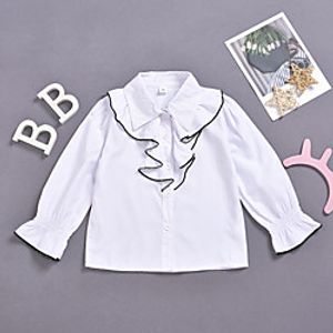 Toddler Girls' Shirt Long Sleeve Solid Colored Print White Children Tops All Seasons Active Regular Fit 2-8 Years miniinthebox
