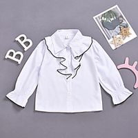 Toddler Girls' Shirt Long Sleeve Solid Colored Print White Children Tops All Seasons Active Regular Fit 2-8 Years miniinthebox - thumbnail