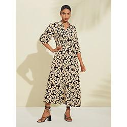 Linen Bandana Print A Line Midi Shirt Dress Lightinthebox