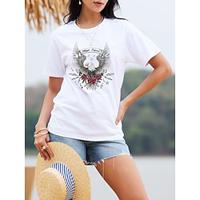 Women's T shirt Tee 100% Cotton Animal Party Daily White Short Sleeve Stylish Crew Neck Coachella Summer Lightinthebox