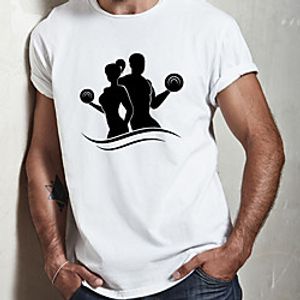 Men's Unisex Tee T shirt Hot Stamping Graphic Prints Shadow Plus Size Print Short Sleeve Casual Tops Cotton Basic Designer Big and Tall White Lightinthebox
