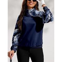 Women's Golf Pullover Sweatshirt Dark Blue Long Sleeve Top Leaf Fall Winter Ladies Golf Attire Clothes Outfits Wear Apparel - thumbnail