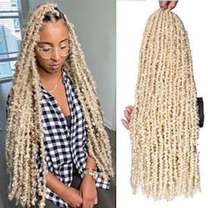 30 Inch Butterfly Locs Crochet Hair 613 Distressed Faux Locs 6 Packs Handmade Boho Goddess Locs Pre looped Blonde Butterfly Loc Dreadlocks Extensions Lightinthebox
