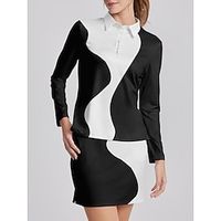 Women's Golf Polo Shirt Black Pink Dark Navy Long Sleeve Sun Protection Top Color Block Ladies Golf Attire Clothes Outfits Wear Apparel miniinthebox
