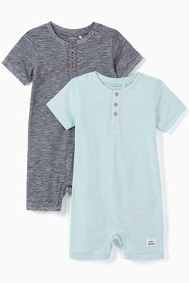 Assorted Rompers in Organic Cotton, Set of 2 Assorted Rompers in Organic Cotton, Set of 2