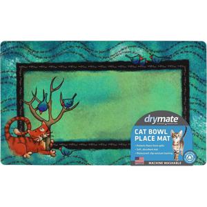 Drymate Cat Bowl Placemat Blue Swirl Tree Kity 12 x 20 inch/30 cm x 50 cm