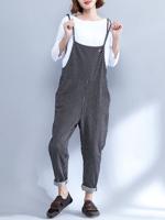 Casual Strap Striped Pocket Black Jumpsuits