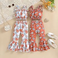 2 Pieces Toddler Girls' Children's Day Graphic Halter Clothing Set Set Sleeveless Fashion Outdoor 1-3 Years Summer White Red Lightinthebox