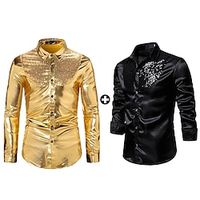 Men's As Picture Button Up Shirt Tuxedo Shirts Sets Long Sleeve Lapel Office  Career Going out Plain Basic Polyester Spring   Fall Lightinthebox - thumbnail