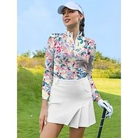 Women's Golf Polo Shirt Light Pink Light Purple Rose Red Long Sleeve Top Ladies Golf Attire Clothes Outfits Wear Apparel miniinthebox