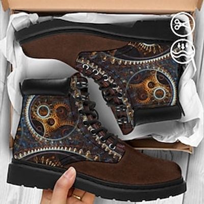 Men's Retro Gear 3D Graphic Print Faux Leather Comfort Booties miniinthebox Men's Retro Gear 3D Graphic Print Faux Leather Comfort Booties miniinthebox