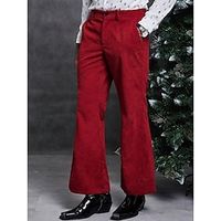 Men's Dress Pants Corduroy Pants Flared Pants Trousers Suit Pants Pocket Plain Comfort Breathable Outdoor Daily Going out Fashion Casual Red miniinthebox - thumbnail