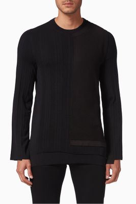 Round-neck Sweater in Cotton Mix Knits Round-neck Sweater in Cotton Mix Knits