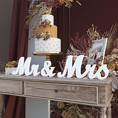 Wedding Centerpieces Decorations 1 Set Wooden White Mr Mrs Letter Ornament for Wedding Party Welcome Sign Decor Lightinthebox
