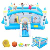 Megastar Big Jumpy Bounce House For Kids, Inflatable Slide Water Park, Outdoor Bouncy House With Blower - Blue