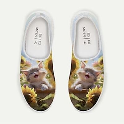Women's Sneakers Print Shoes Plus Size Comfort Shoes Daily Travel Floral Cat Flat Heel Casual Comfort Minimalism Walking Mesh Yellow Lightinthebox Women's Sneakers Print Shoes Plus Size Comfort Shoes Daily Travel Floral Cat Flat Heel Casual Comfort Minimalism Walking Mesh Yellow Lightinthebox