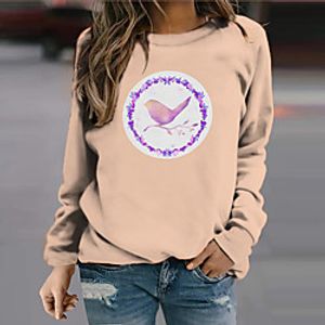 Women's Sweatshirt Pullover Graphic Prints Bird Print Daily Sports 3D Print Active Streetwear Hoodies Sweatshirts  Blue Purple Khaki miniinthebox