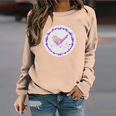 Women's Sweatshirt Pullover Graphic Prints Bird Print Daily Sports 3D Print Active Streetwear Hoodies Sweatshirts  Blue Purple Khaki miniinthebox