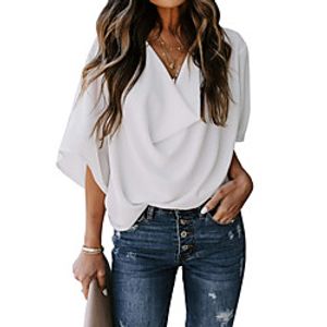 Women's Stylish Solid Color Women's Hoodies Half Sleeve Sweater Cardigans Deep V Summer White Black Purple miniinthebox