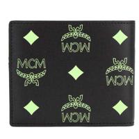 MCM Small Black Summer Green Smooth Visetos Monogram Logo Leather Bifold Wallet (47111)