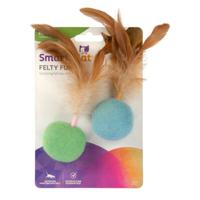 Smartykat Felty Fun Set Of 2 Wool Felt & Feather Balls Cat Toys