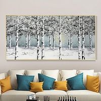 Large Original Birch Trees Canvas Wall Art Handpainted Abstract Snow Scenery Oil Painting on Canvas Handmade Forest Wall Art Modern Winter Landscape Painting miniinthebox - thumbnail