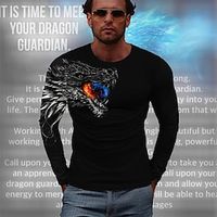 Dragon Guardian x LU | Men's Dragon Loong Mythical Creature Dark Style Streetwear T Shirt Long Sleeves Lightinthebox