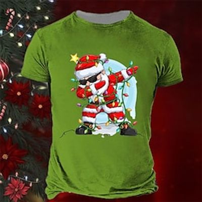 Graphic Santa Claus Daily Designer Retro Vintage Men's 3D Print T shirt Tee Sports Outdoor Holiday Going out Christmas T shirt Black Red Blue Short Sleeve Crew Neck Shirt Spring  Summer Clothing Lightinthebox