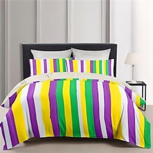 100% Cotton Duvet Cover Set Mardi Gras Pattern Comforter Set Soft Luxury Bedding Set Home Decor Dusk Bedding Gift King Queen Full Size Lightinthebox