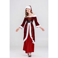 Santa Suit Costume Adults' Women's Christmas Christmas Festival Christmas Halloween Festival / Holiday Polyester Black / Red / Green Women's Easy Carnival Costumes Solid Color / Dress miniinthebox - thumbnail