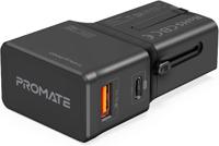 Promate International Travel Adapter with Type-C 20W PD Port, TRIPLUG-PD20.BLACK