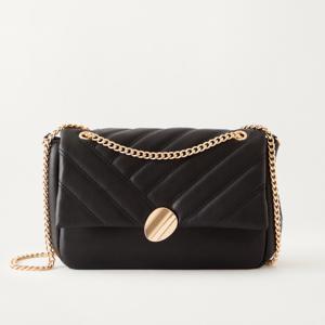Sasha Quilted Crossbody Bag with Chain Strap and Button Closure