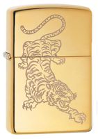 Zippo 29884 254B Tiger Design High Polish Brass Windproof Lighter