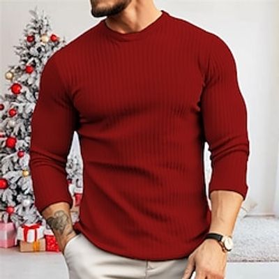 Men's T shirt Tee Tee Top Long Sleeve Shirt Plain Pit Strip V Neck Christmas Vacation Long Sleeve Clothing Apparel Fashion Designer Basic Lightinthebox