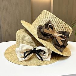 Hats Headwear Acrylic / Cotton Straw Straw Hat Sun Hat Holiday Beach Elegant Romantic With Bowknot Pure Color Headpiece Headwear Lightinthebox