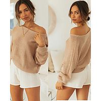 european and american cross-border women's 2020 autumn and winter new amazon aliexpress multiple wear hair sweater blouse Lightinthebox - thumbnail