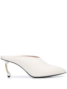 Coliac embellished heel mules - White