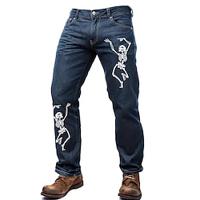 Skull Print Men's Jeans Mid Waist Skinny Fit Stretchy Slim Fit Jeans Tapered Leg Fashion Denim Pants Lightinthebox